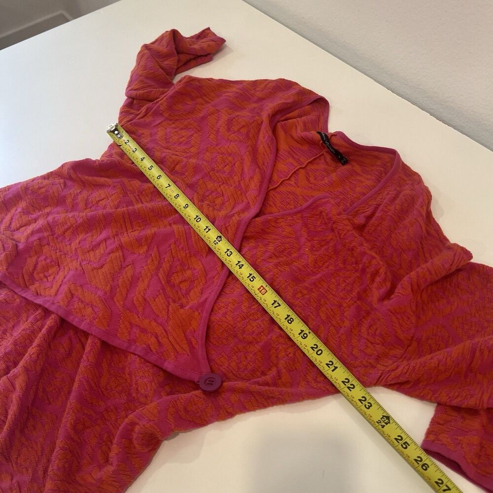 gudrun sjoden Wrap Blouse Cardigan Large Pink Asymmetrical Lagenlook Vibrant FF - Picture 8 of 9